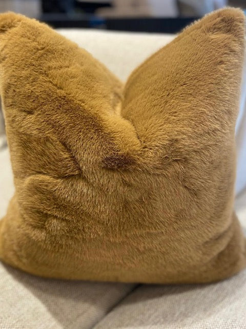 Gold faux fur pillow best sale