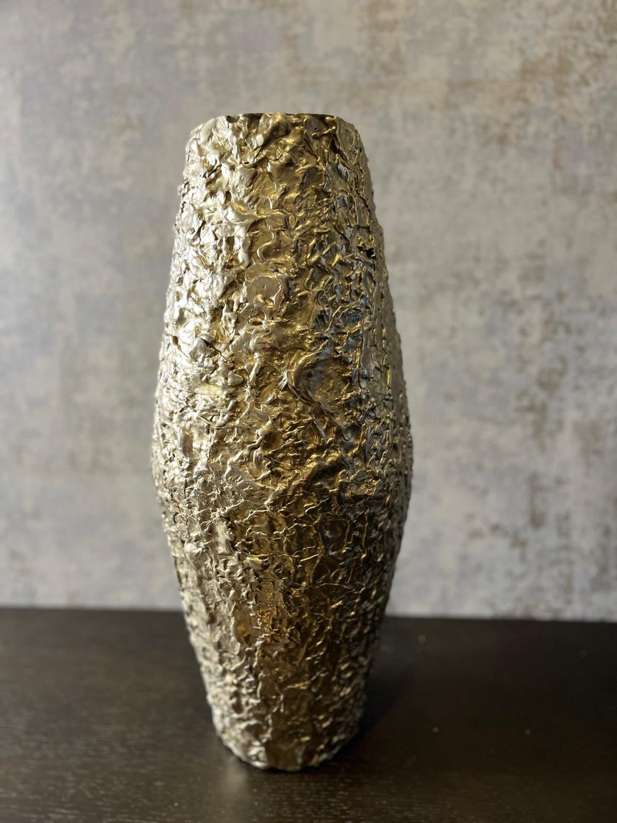 Large distressed textured Gold Vase