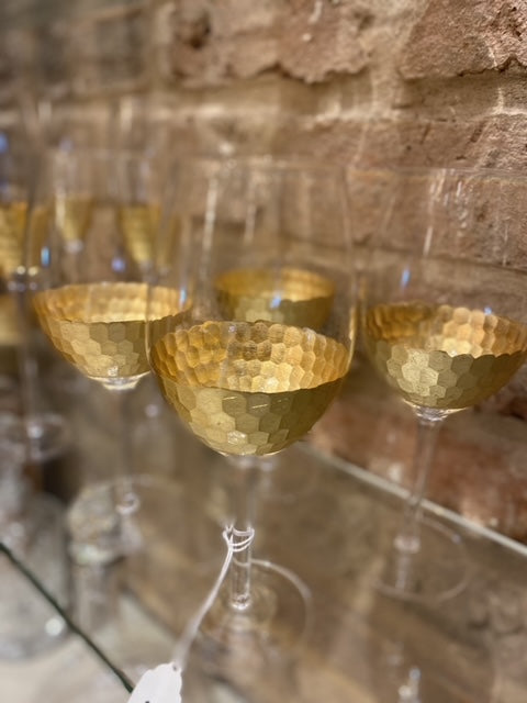 Gold Honeycomb Wine Glasses