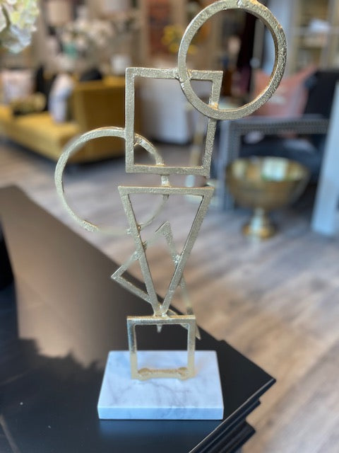 Gold Metal Sculpture on Marble Base