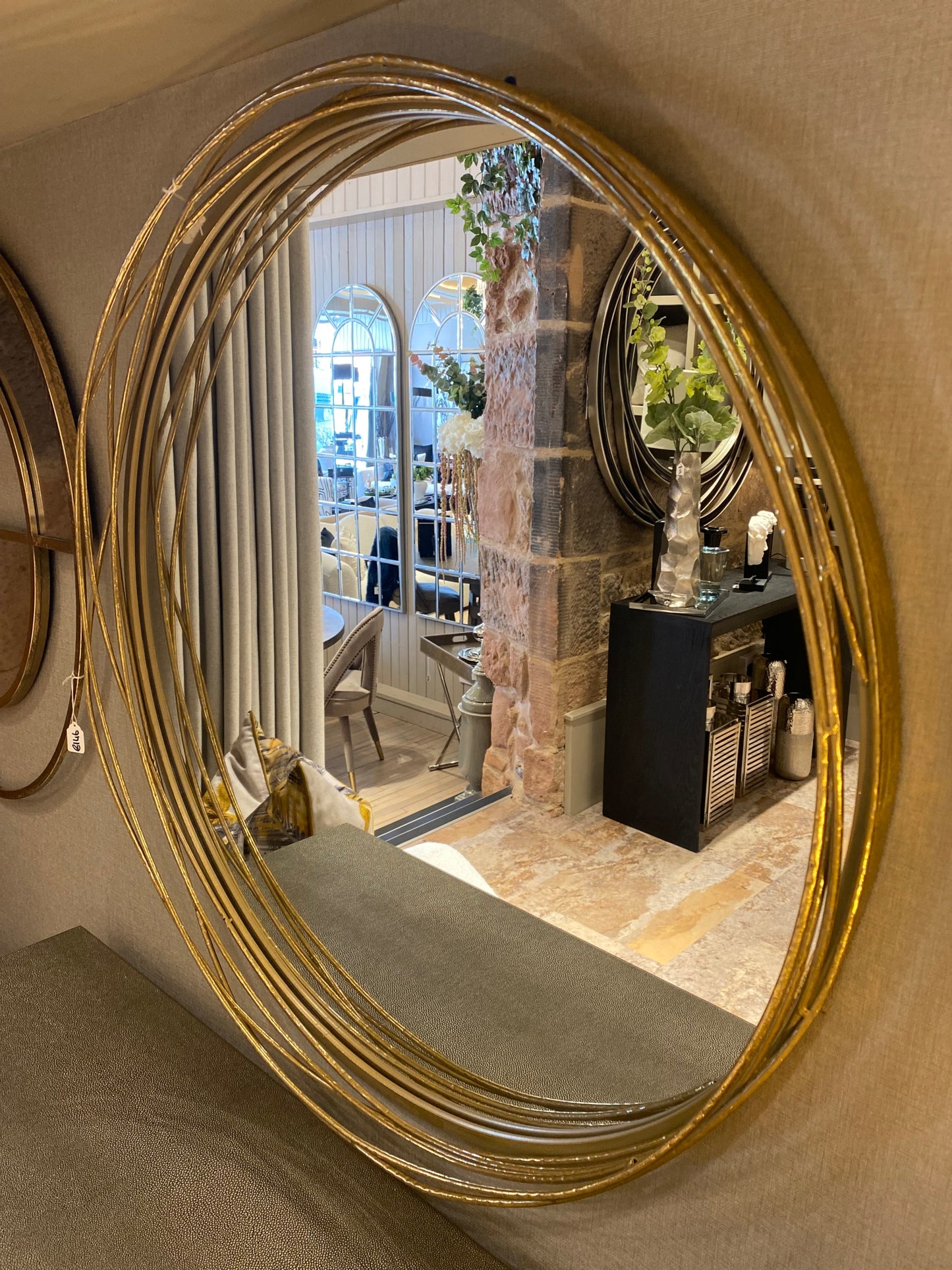 Champagne Round Mirror