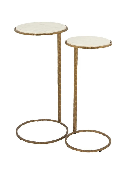 Gold Metal/Marble Set of 2 Side/End Tables