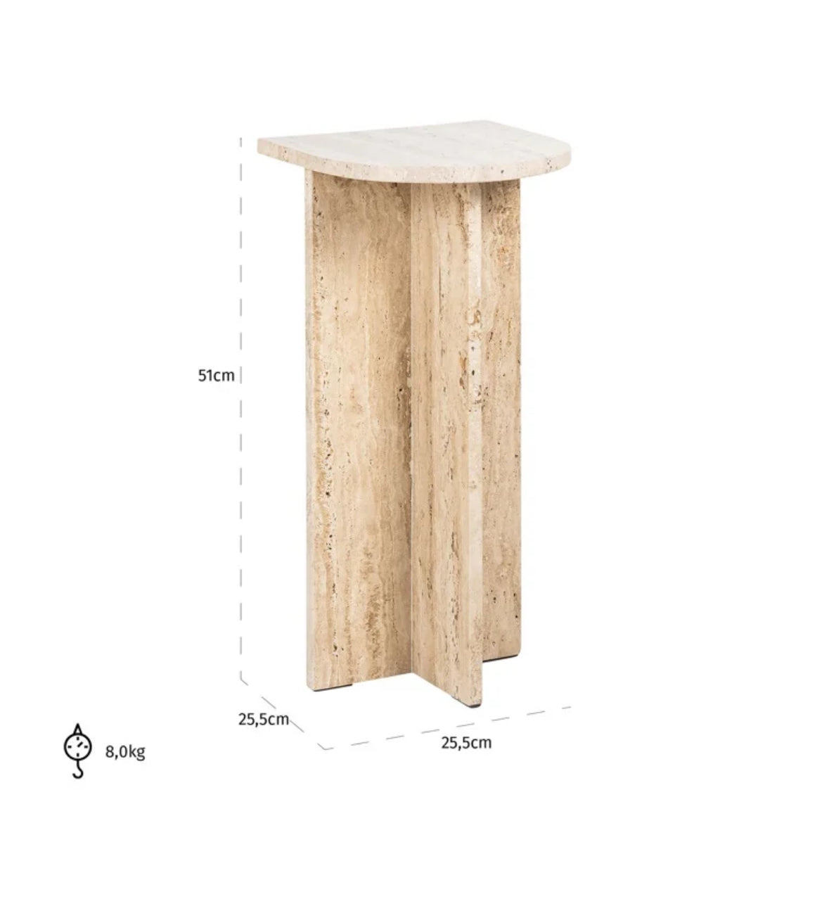 Beige Marble Side/End Table