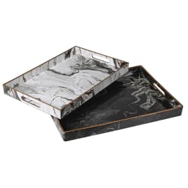 Black/White Marble Effect Trays (set of 2)