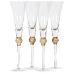 Gold diamanté ball crystal champagne flutes (set of 4)