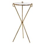 Mirror top side table with gold tripod frame