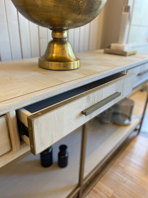 Gold Trim Wooden Console - Image 6