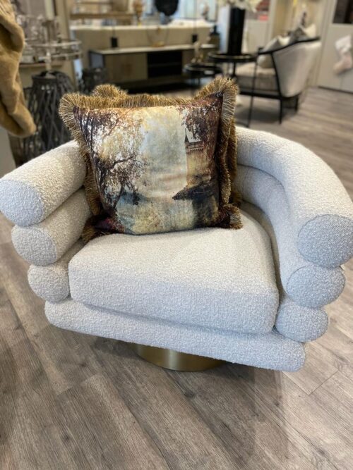 Swivel Cream Boucle Chair - Image 4