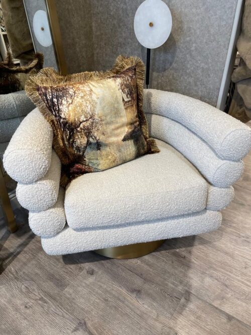 Swivel Cream Boucle Chair - Image 3