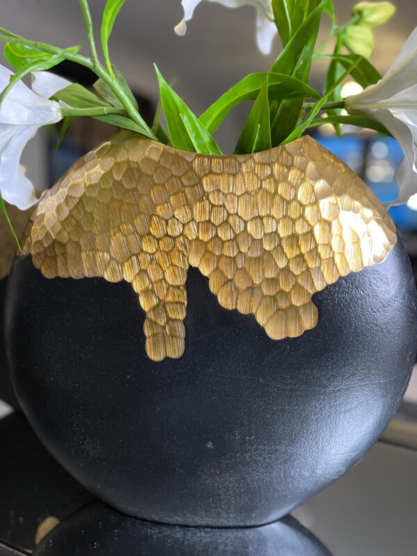 Large Black & Gold Oval Vase - Image 3