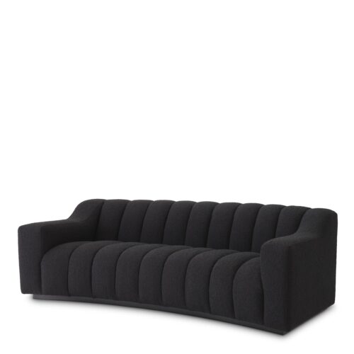 Curved Black Boucle Sofa - Image 4