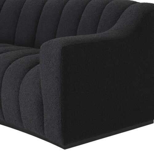 Curved Black Boucle Sofa - Image 2