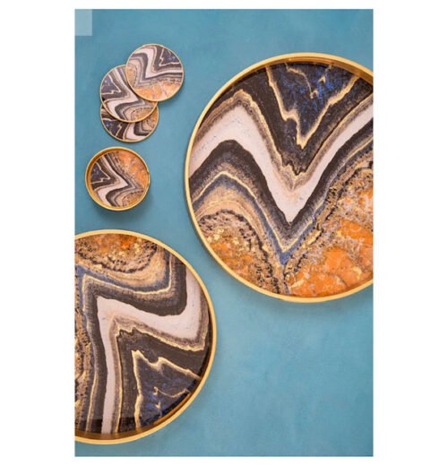 Orange Abstract set of 2 Trays - Image 5