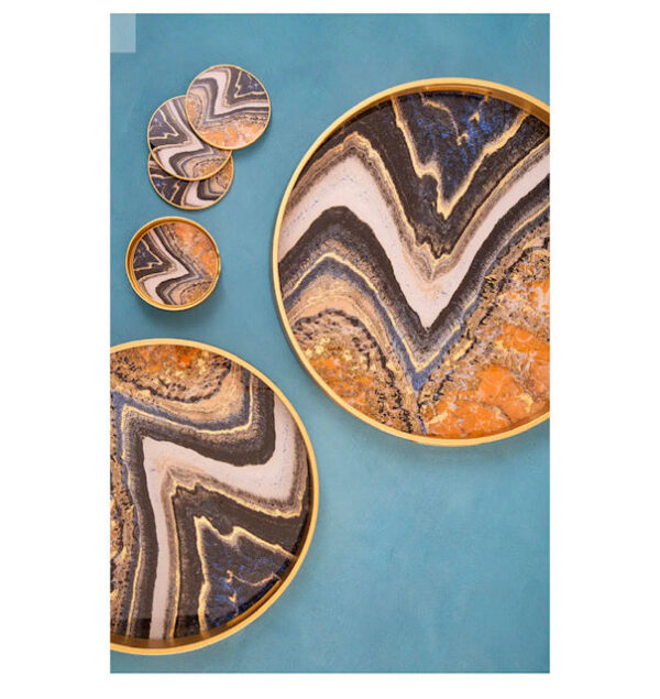 Orange Abstract set of 2 Trays - Image 5