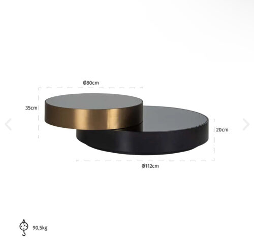 Circular contemporary double coffee table gold/table - Image 2