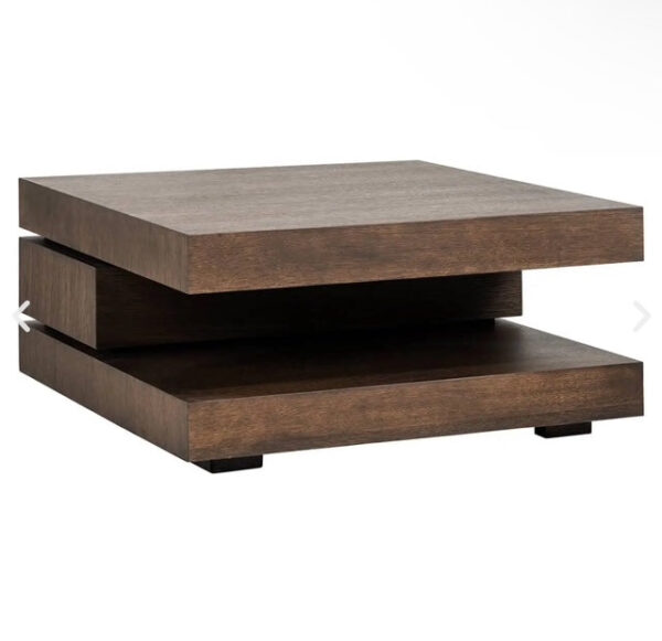 Oak Veneer cut out shelf square coffee table - Image 3