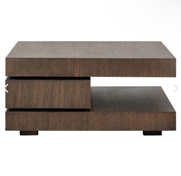 Oak Veneer cut out shelf square coffee table - Image 2