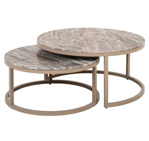 Nest of 2 Marble Top Coffee Table Set