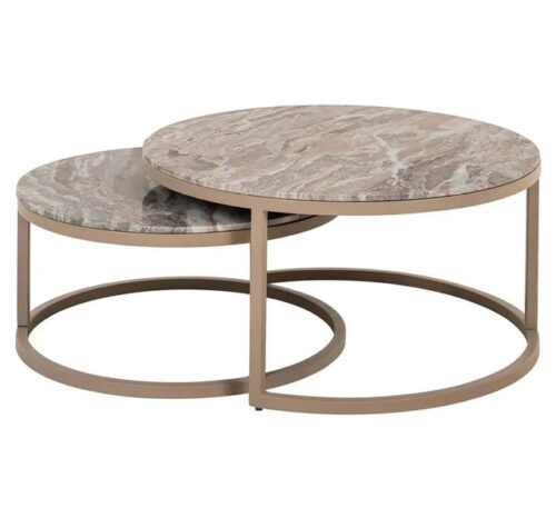Nest of 2 Marble Top Coffee Table Set - Image 4