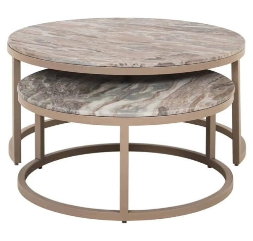 Nest of 2 Marble Top Coffee Table Set - Image 3