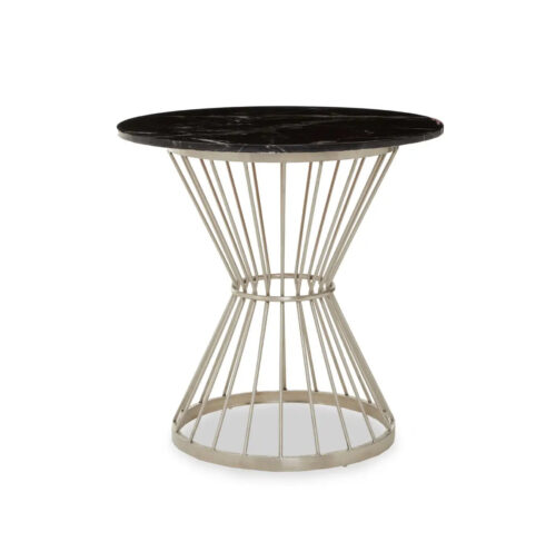 Zio Black Marble Top Silver Base Dining Table