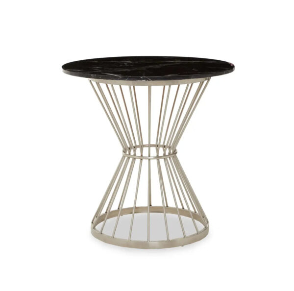 Zio Black Marble Top Silver Base Dining Table