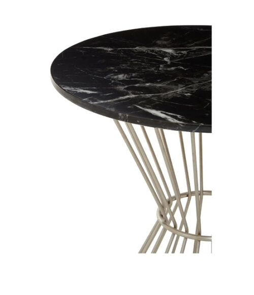 Zio Black Marble Top Silver Base Dining Table - Image 2