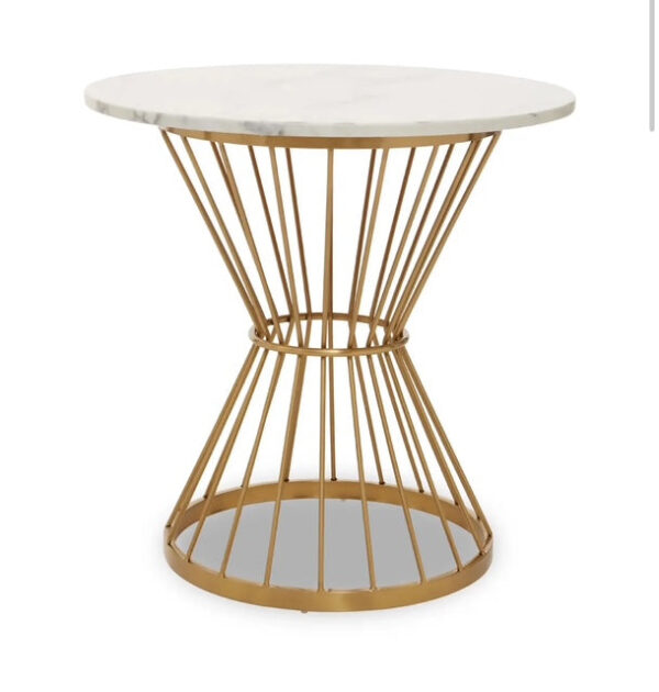 Zio White Marble Top Gold Base Dining Table - Image 3