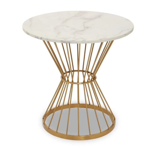 Zio White Marble Top Gold Base Dining Table