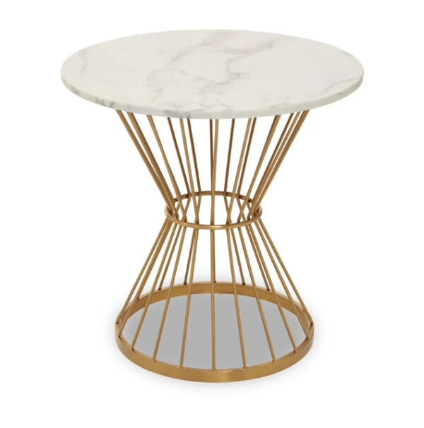 Zio White Marble Top Gold Base Dining Table
