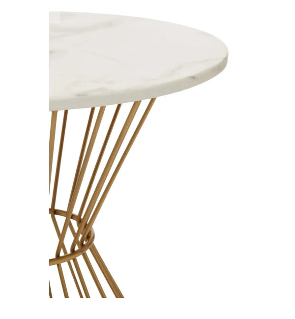 Zio White Marble Top Gold Base Dining Table - Image 2