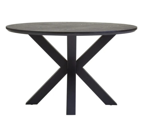 Sal Black Wood Veneer Top Metal Leg Dining Table