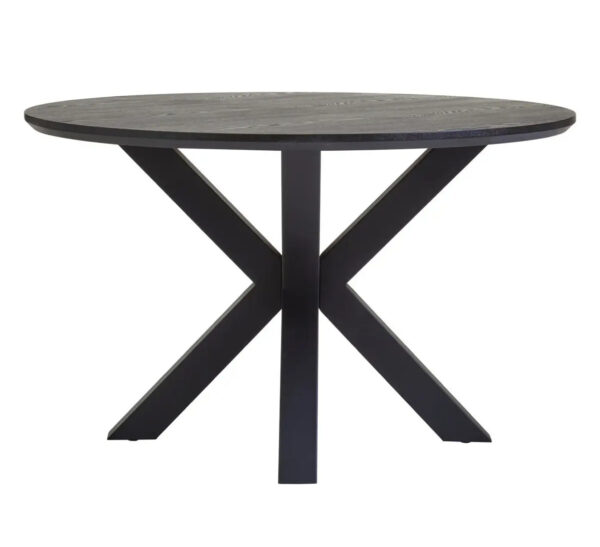 Sal Black Wood Veneer Top Metal Leg Dining Table