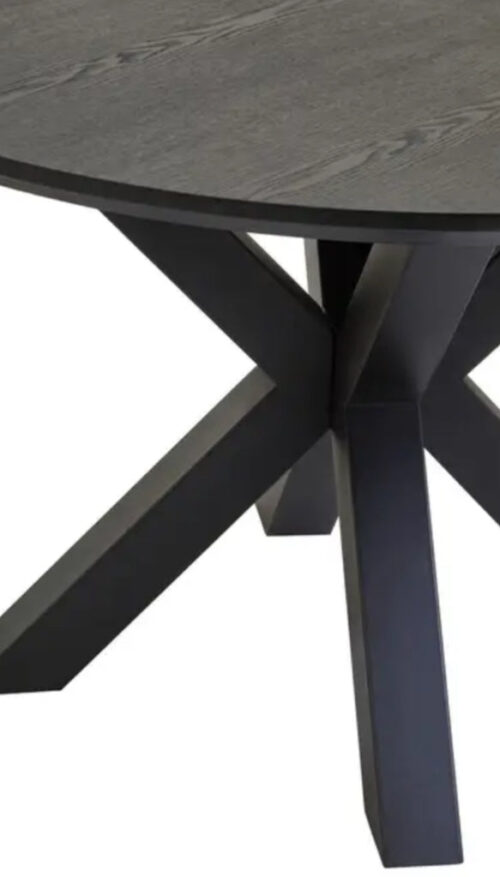 Sal Black Wood Veneer Top Metal Leg Dining Table - Image 3