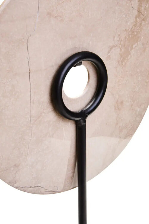 Large Cream Round Marble Disc Sculpture - Image 3
