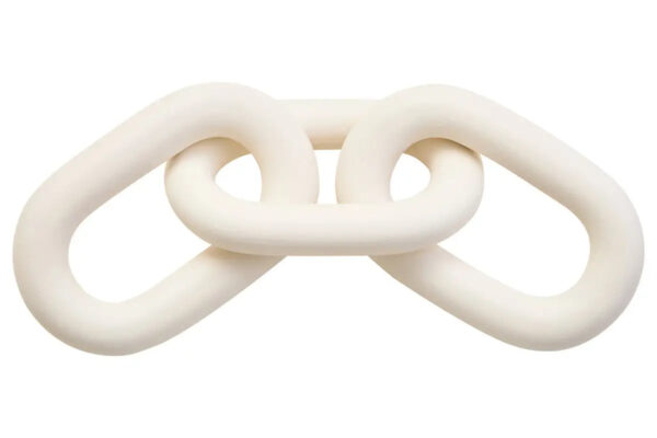 White Wood 3 Link Chain Sculpture - Image 3