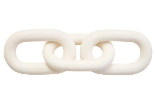 White Wood 3 Link Chain Sculpture