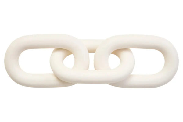 White Wood 3 Link Chain Sculpture