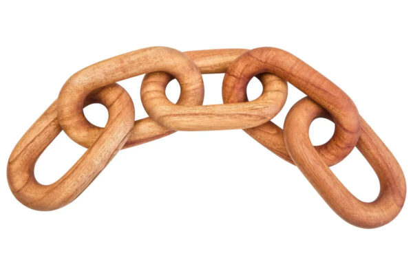 Natural Wood 5 Link Chain Sculpture - Image 2