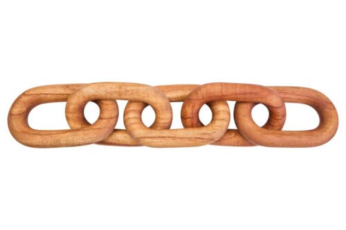 Natural Wood 5 Link Chain Sculpture - Image 4