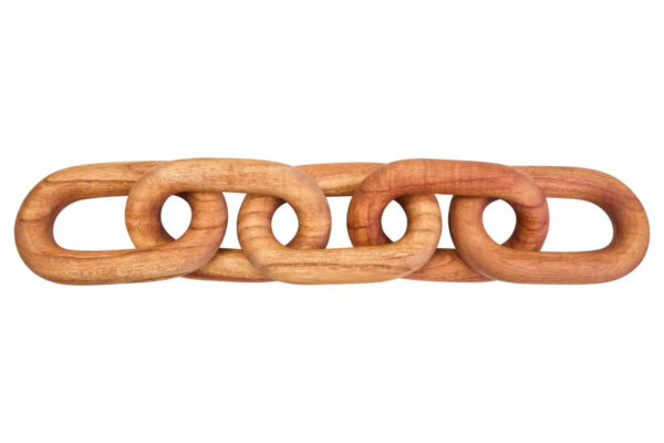 Natural Wood 5 Link Chain Sculpture - Image 4