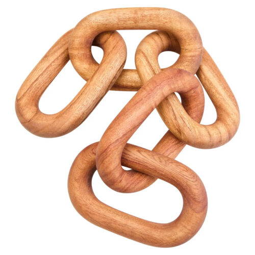 Natural Wood 5 Link Chain Sculpture
