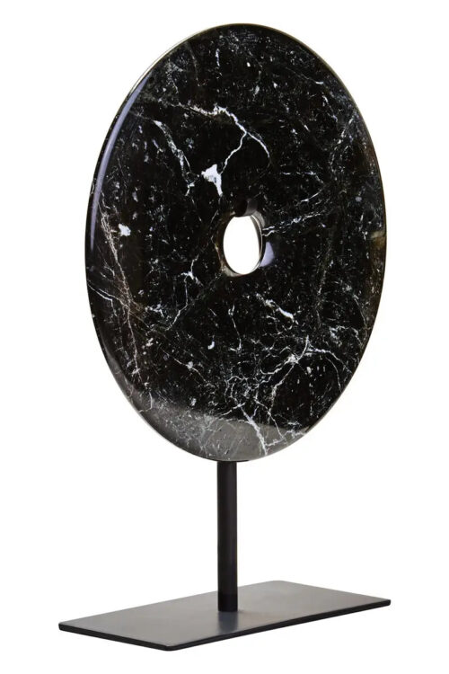 Small Round Black Marble Disc Sculpture - Image 4