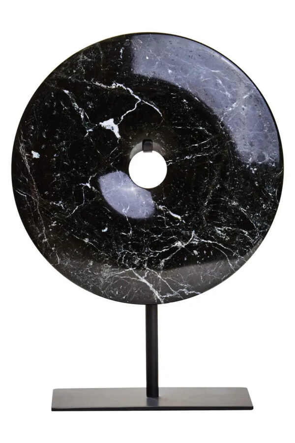 Small Round Black Marble Disc Sculpture