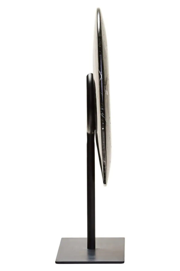 Small Round Black Marble Disc Sculpture - Image 3