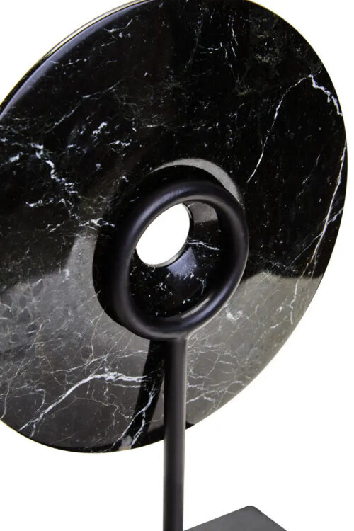 Small Round Black Marble Disc Sculpture - Image 2