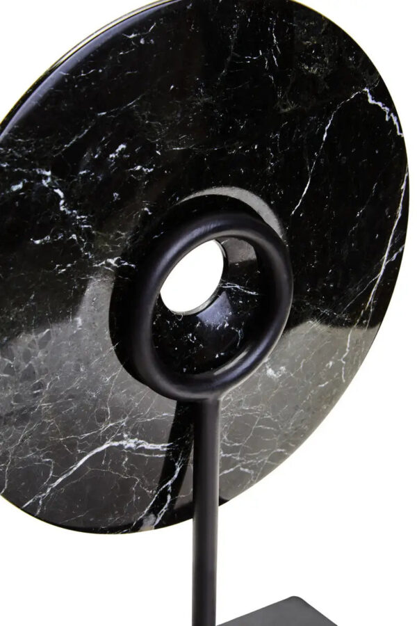 Small Round Black Marble Disc Sculpture - Image 2