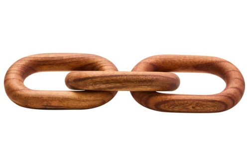 Brown Wood 3 Link Chain Sculpture - Image 2