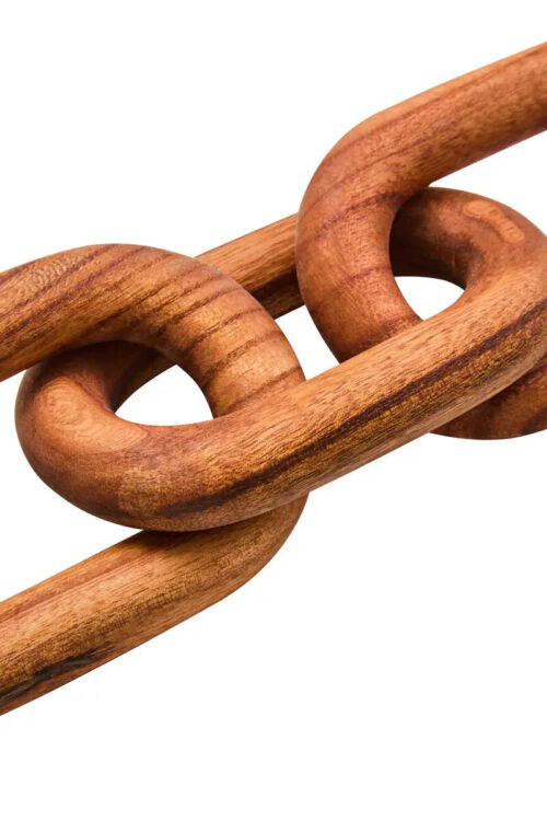 Brown Wood 3 Link Chain Sculpture - Image 3