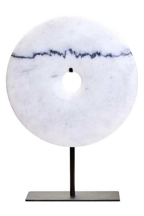 Medium White Marble Round Disc Sculpture